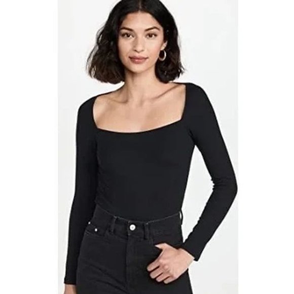 L'AGENCE Astrid Long Sleeve Square Neck Top in Black size M - EUC Ribbed - Picture 11 of 12